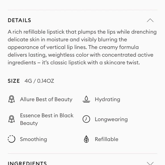 Rose Inc Besotted Satin Lip Color Rich Refillable Lipstick full size 4g .14oz - Picture 10 of 15